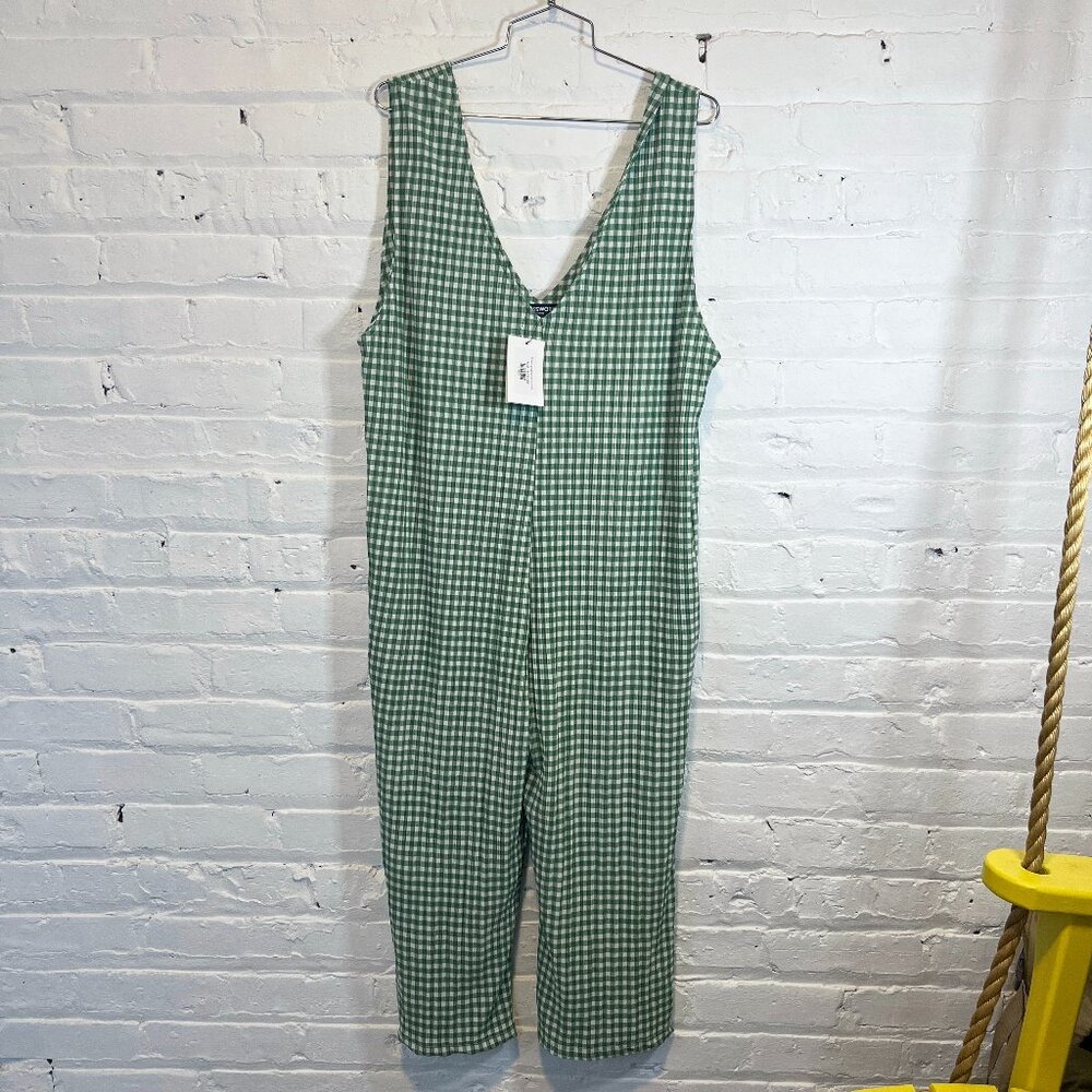 NWT Glassworks London Green gingham jumpsuit